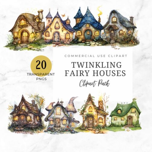 Twinkling Fairy Houses Clipart Pack