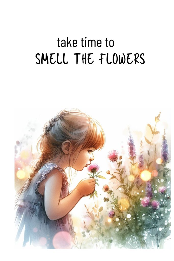 Girl Smelling Flowers