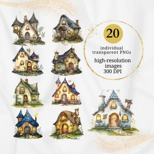 Twinkling Fairy Houses Clipart Pack - Image 2