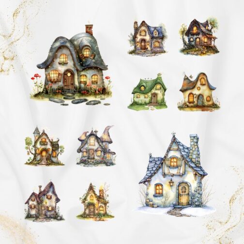 Twinkling Fairy Houses Clipart Pack - Image 3