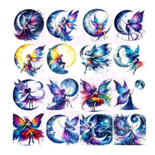 Moon Fairies Clipart Pack - Image 2