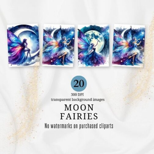 Moon Fairies Clipart Pack - Image 3