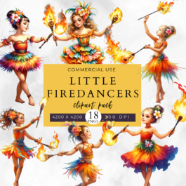 Little Hula Dancers Clipart Pack