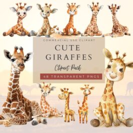 Cute Giraffes Clipart Pack