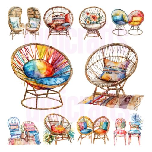 Boho Chairs Clipart Pack - Image 4