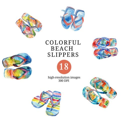 Beach Slippers Clipart Pack - Image 2