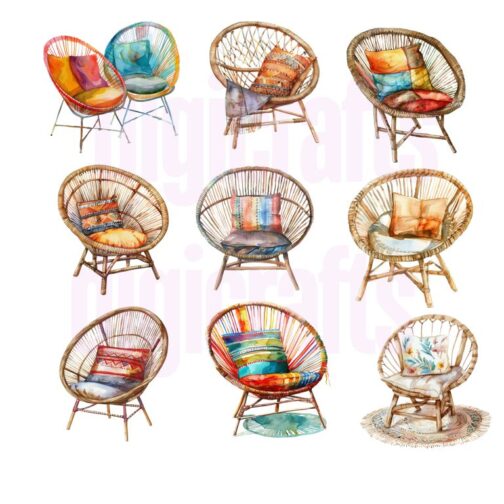 Boho Chairs Clipart Pack - Image 3