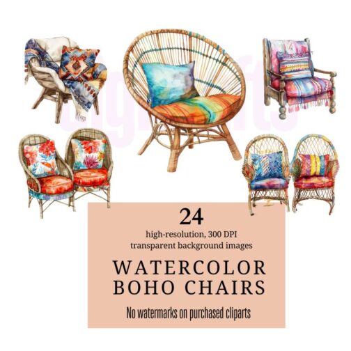 Boho Chairs Clipart Pack - Image 2