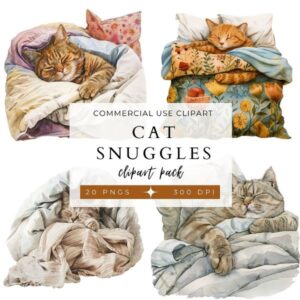 Cat Snuggles Clipart Pack