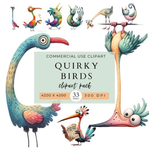 Quirky Birds Clipart Pack